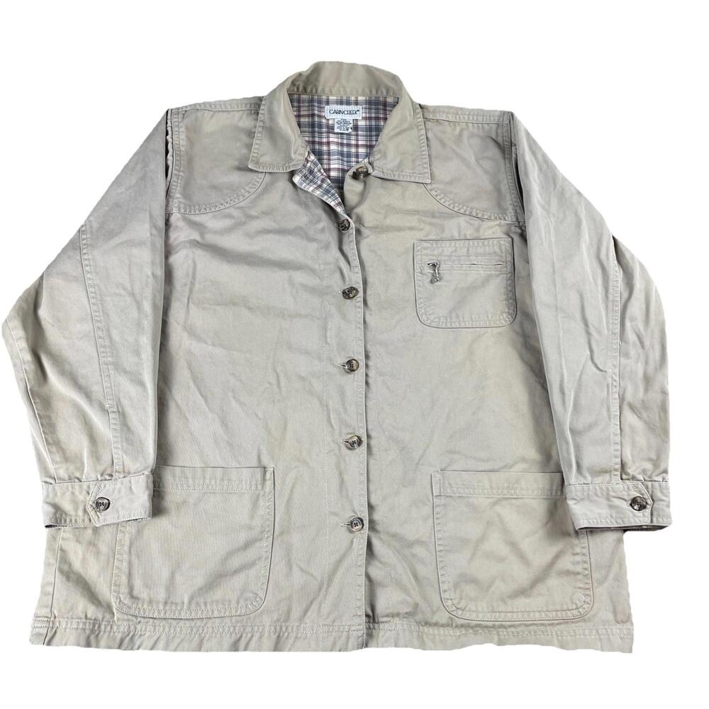 Vintage Cabin Creek Barn Chore Jacket Full Zip Beige Women's 20W Plus Sized